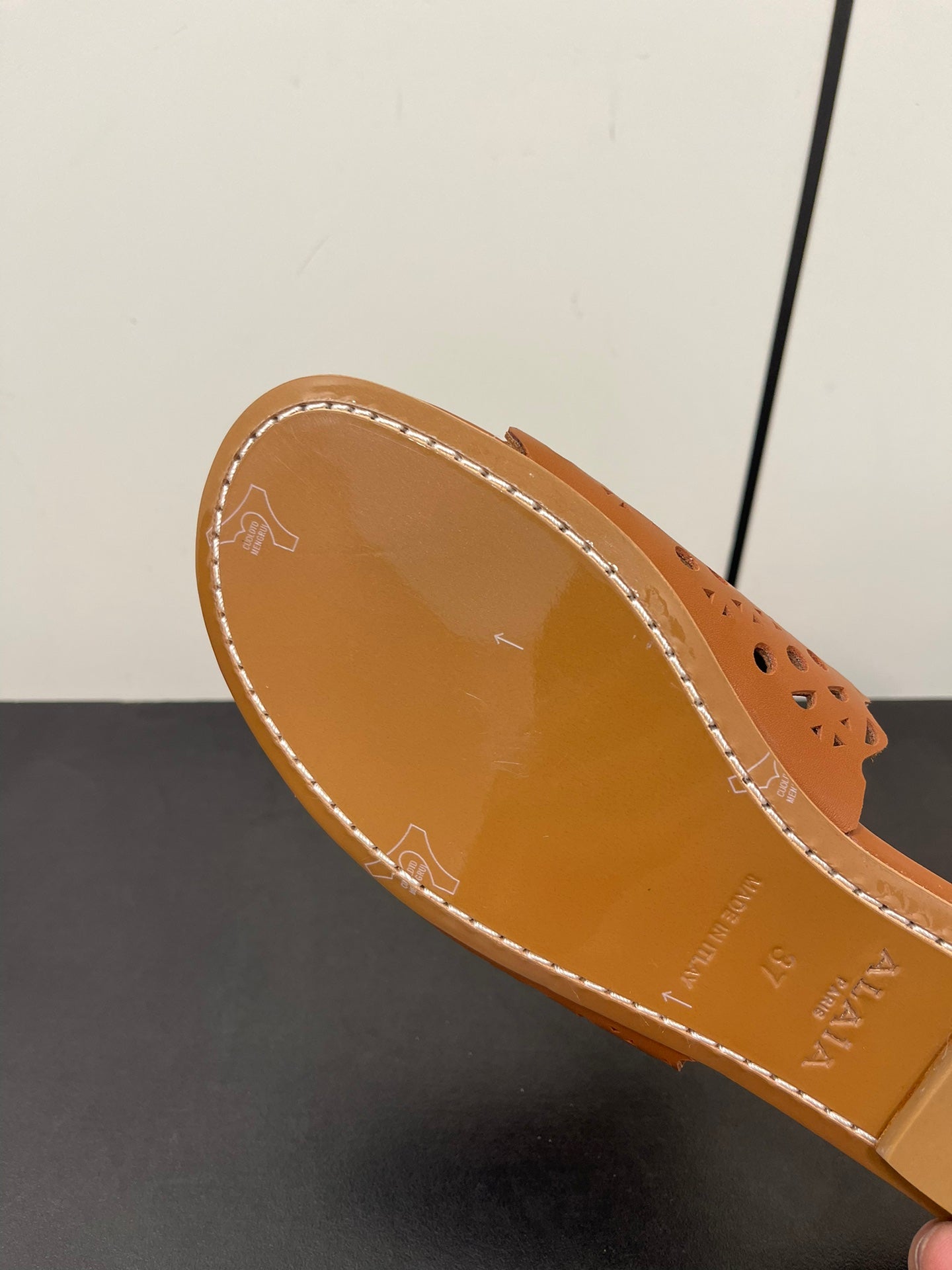 alaia mule brown vienne lambskin