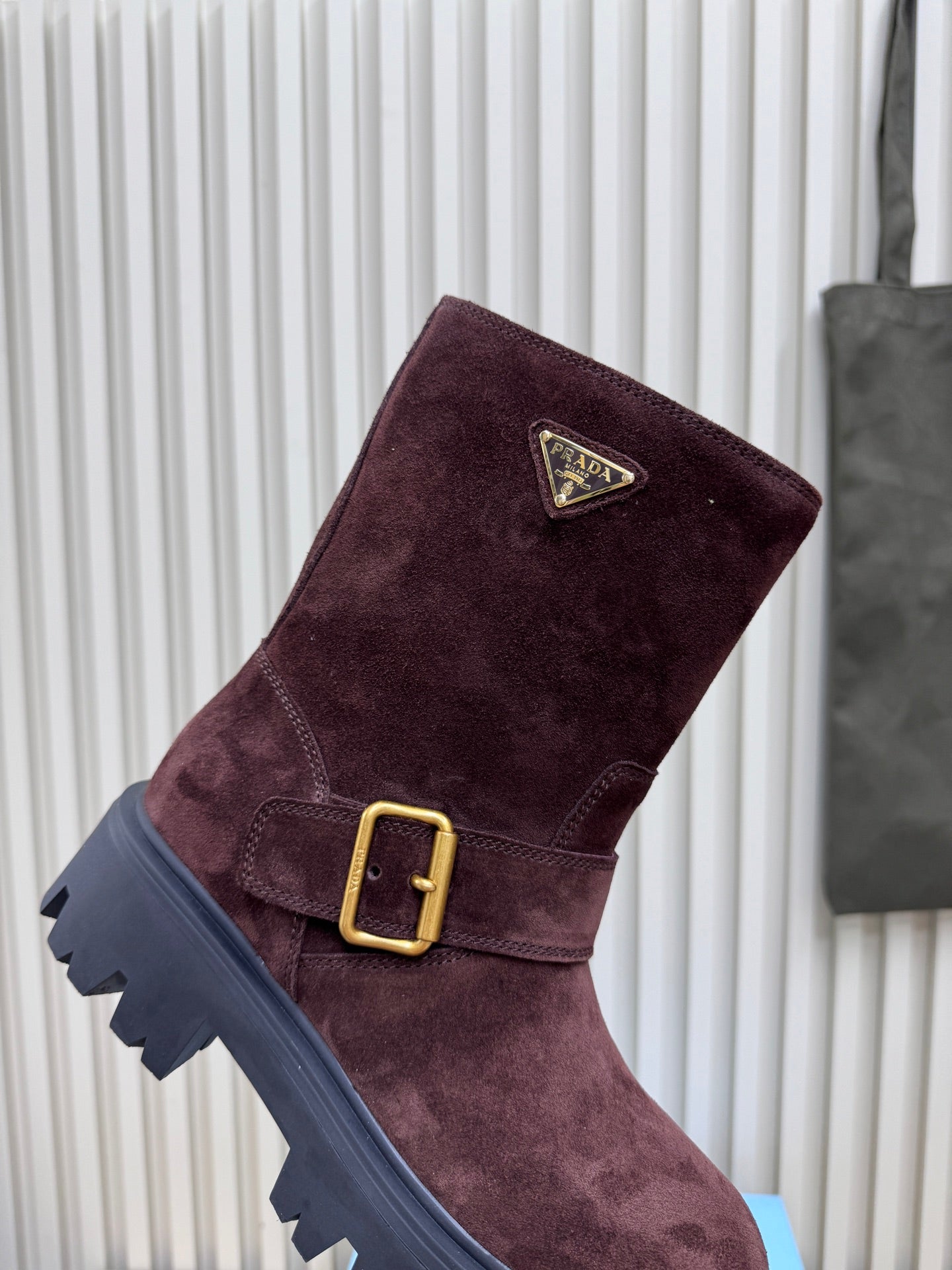 PRA Martin boots burgundy brown suede 443643