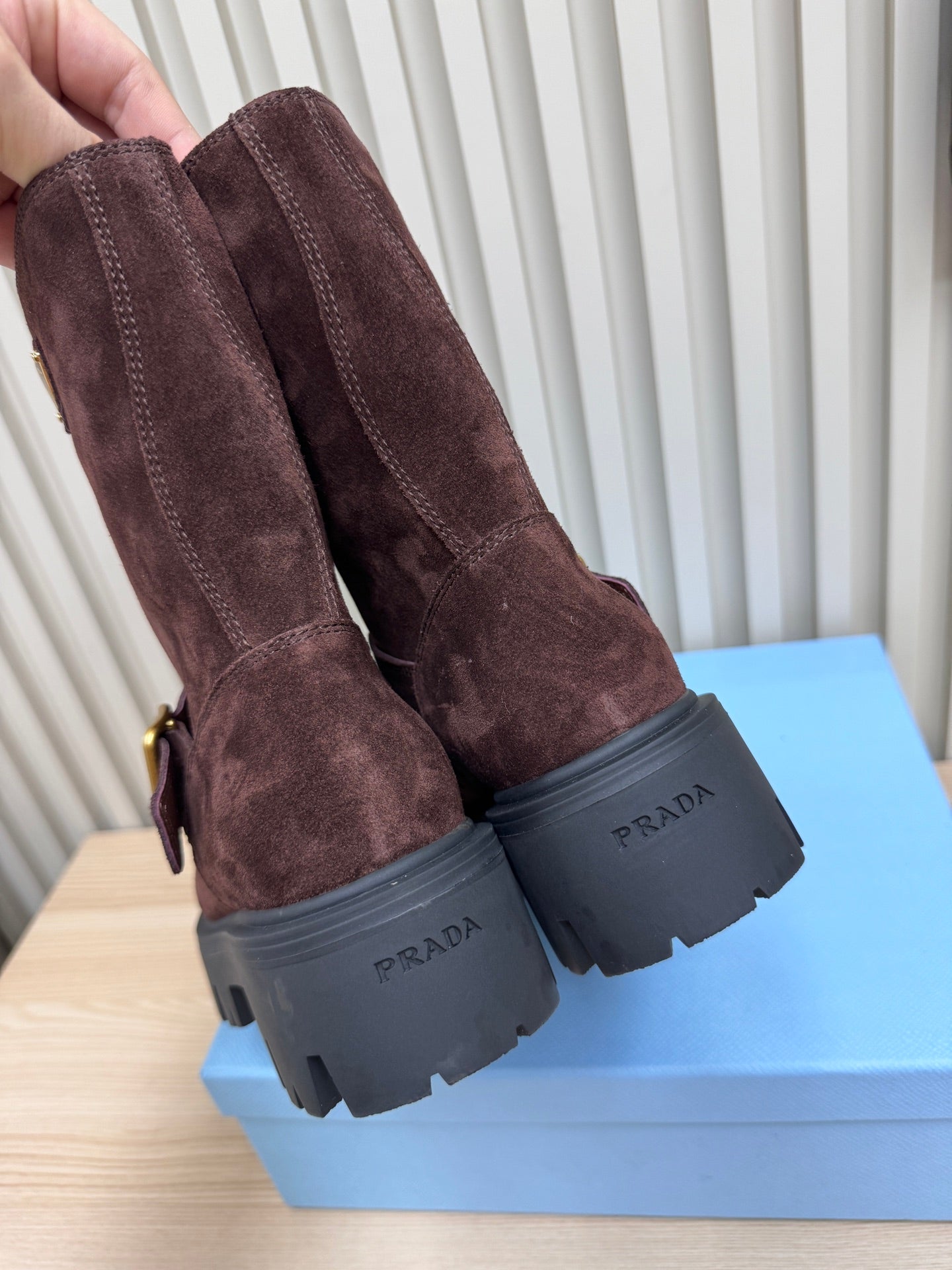 PRA Martin boots burgundy brown suede 443643