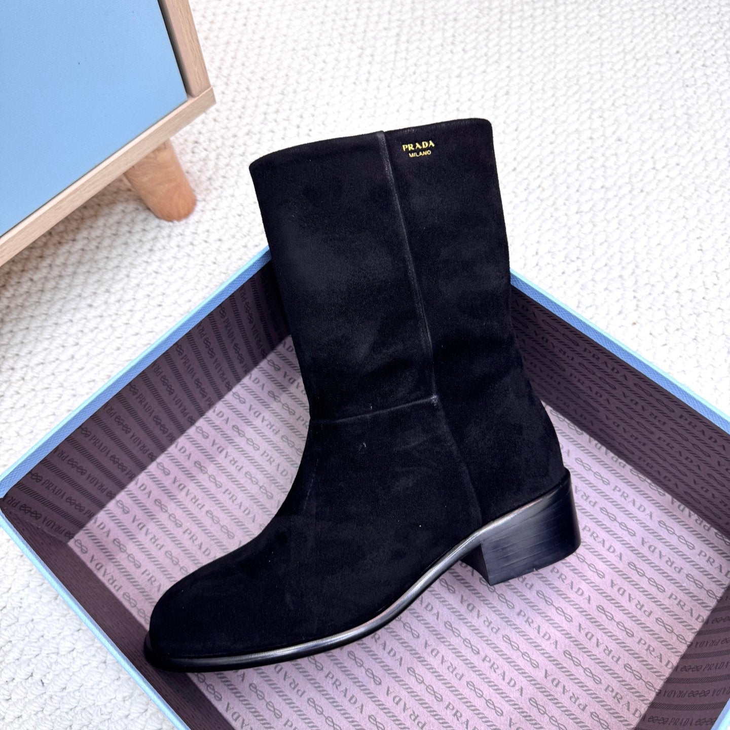 PRA latest mid-length boots black suede 443657