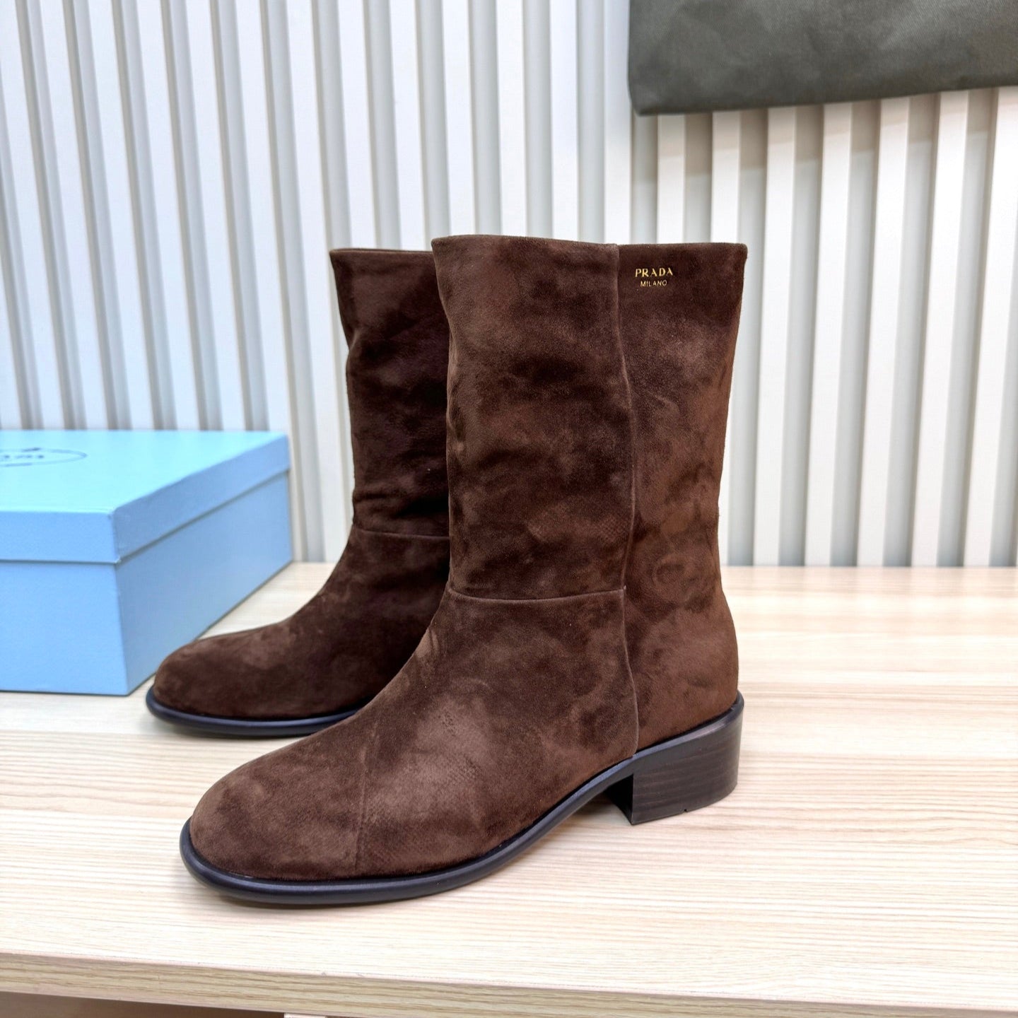 PRA latest mid-length boots dark brown suede 443660