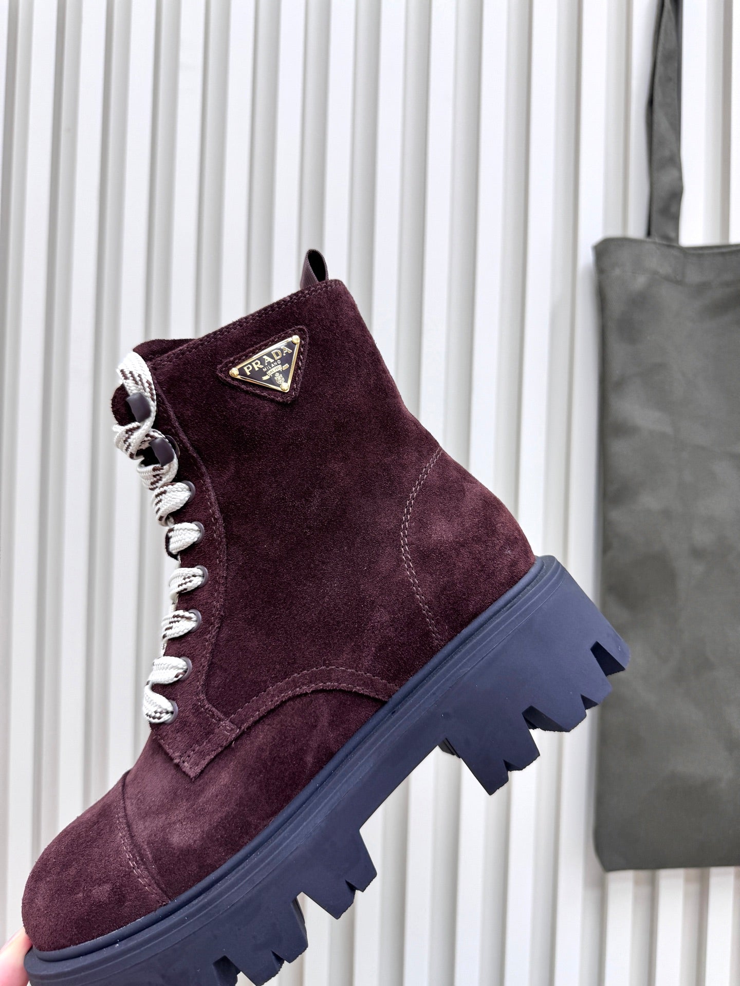PRA Martin boots burgundy brown suede 443668