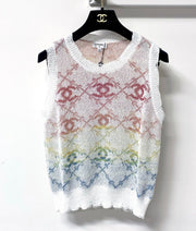 Chanel 2026 White And Multicolored Knit Tank Top Wool 439844