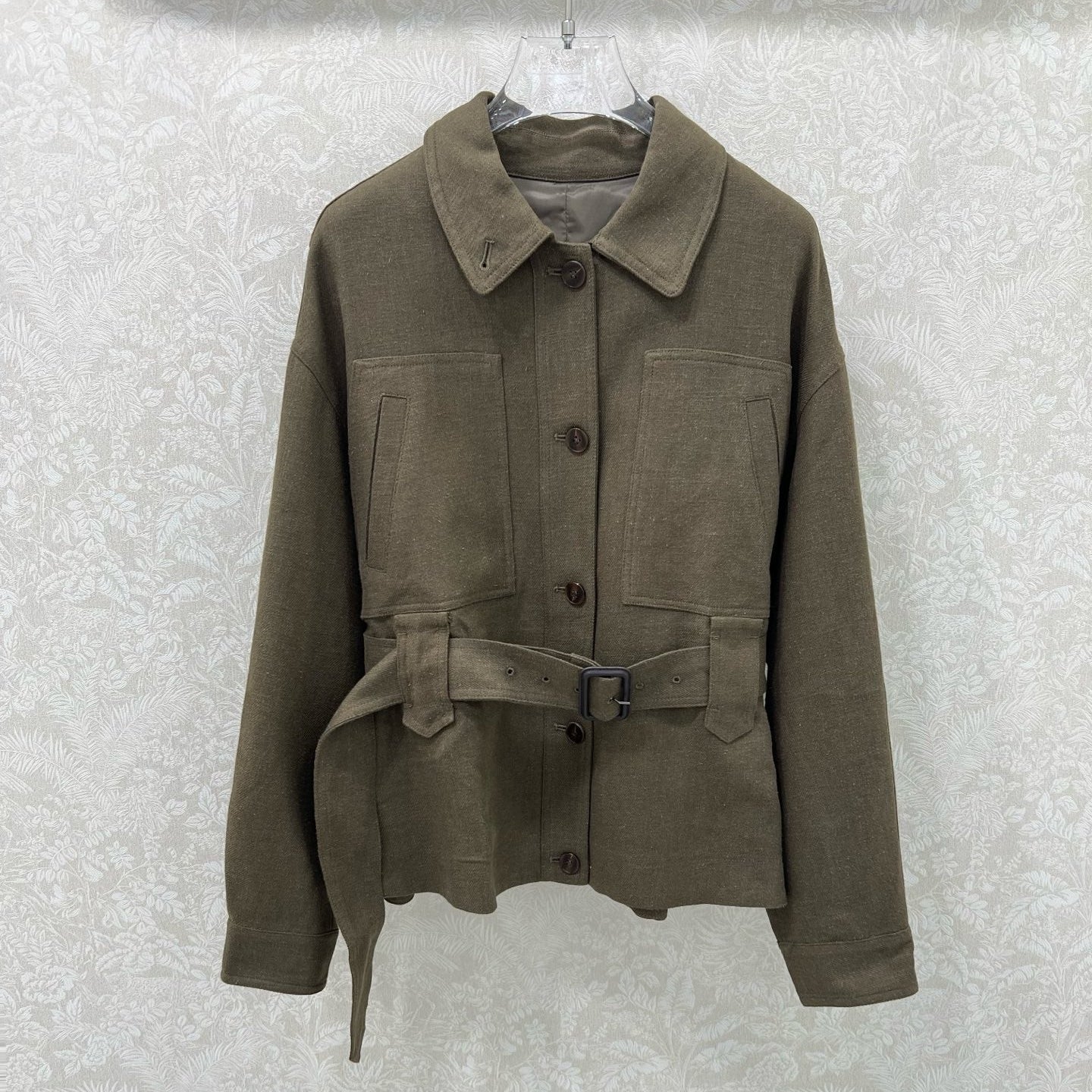 LP 25 Jacket With Belt Khaki Linen Wool 309236