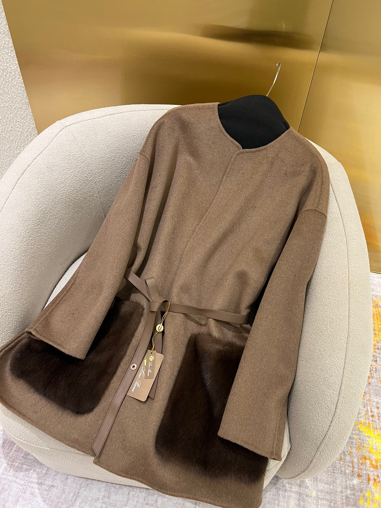 LP 25 Crew Neck Coat Brown Cashmere Fur 303967