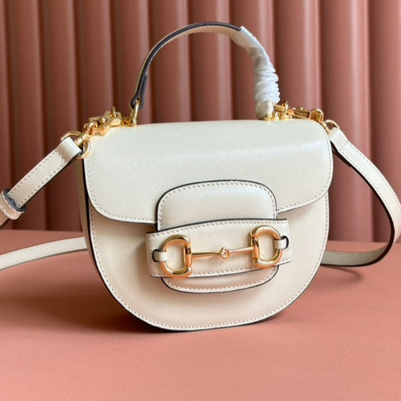 Gucci Horsebit Bag White Leather 239812
