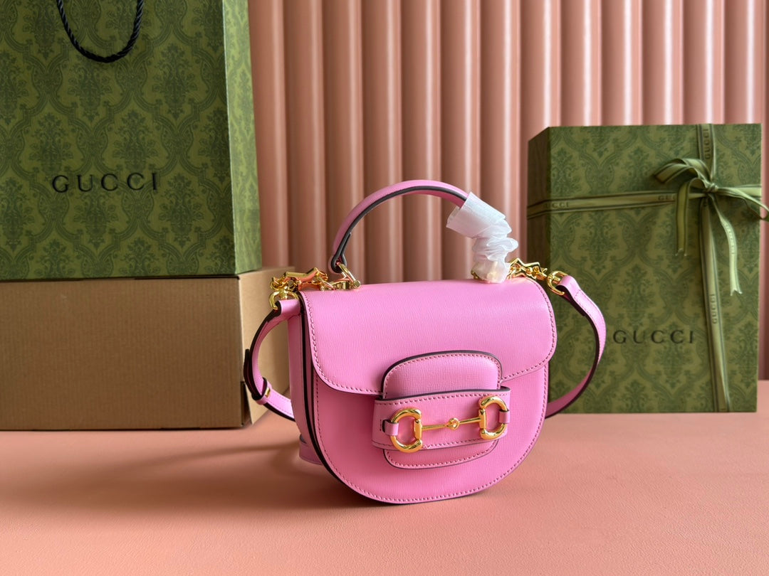 Gucci Horsebit Bag Pink Leather 239806