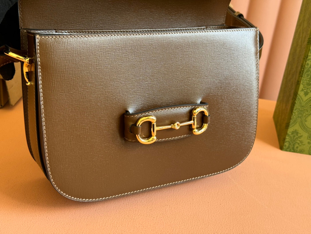 GG 1955 Horsebit Mini Bag 20cm Brown Calfskin Gold Hardware