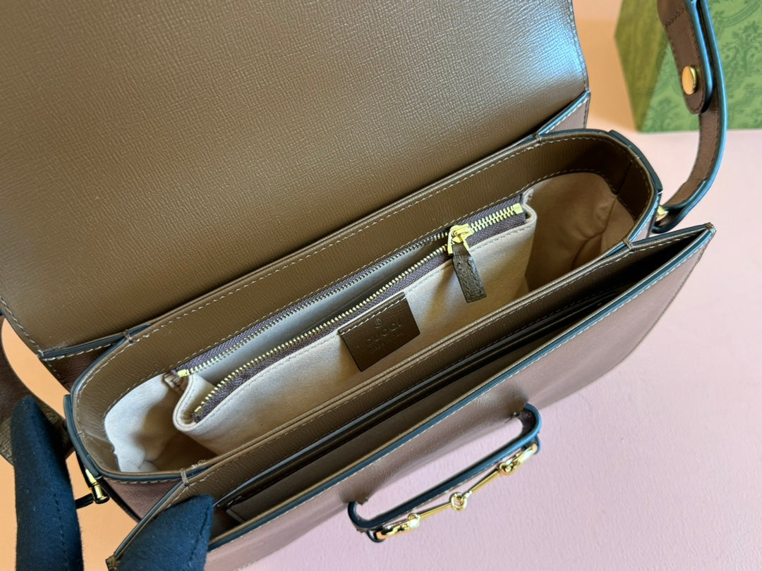 GG 1955 Horsebit Mini Bag 20cm Brown Calfskin Gold Hardware