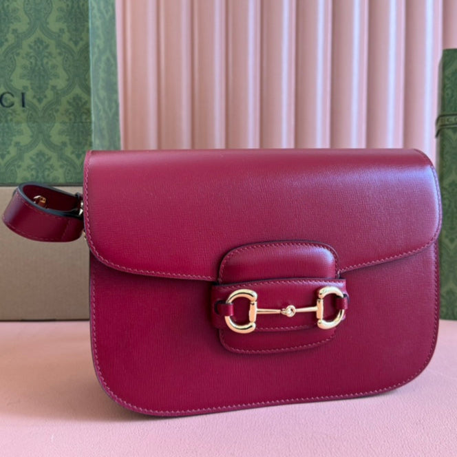 Gucci Horsebit 25 Bag Rosso Ancora Red Leather Canvas 244262