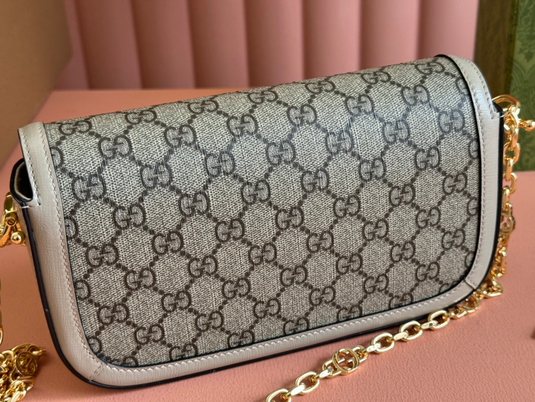 Gucci Horsebit 1995 Bag Ebony mix Beige Canvas 244275