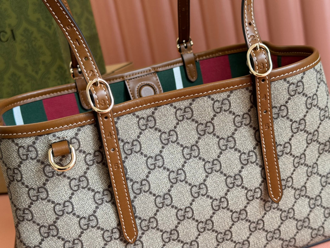 Gucci Ophidia 31cm Bag Ebony Brown Canvas 248566