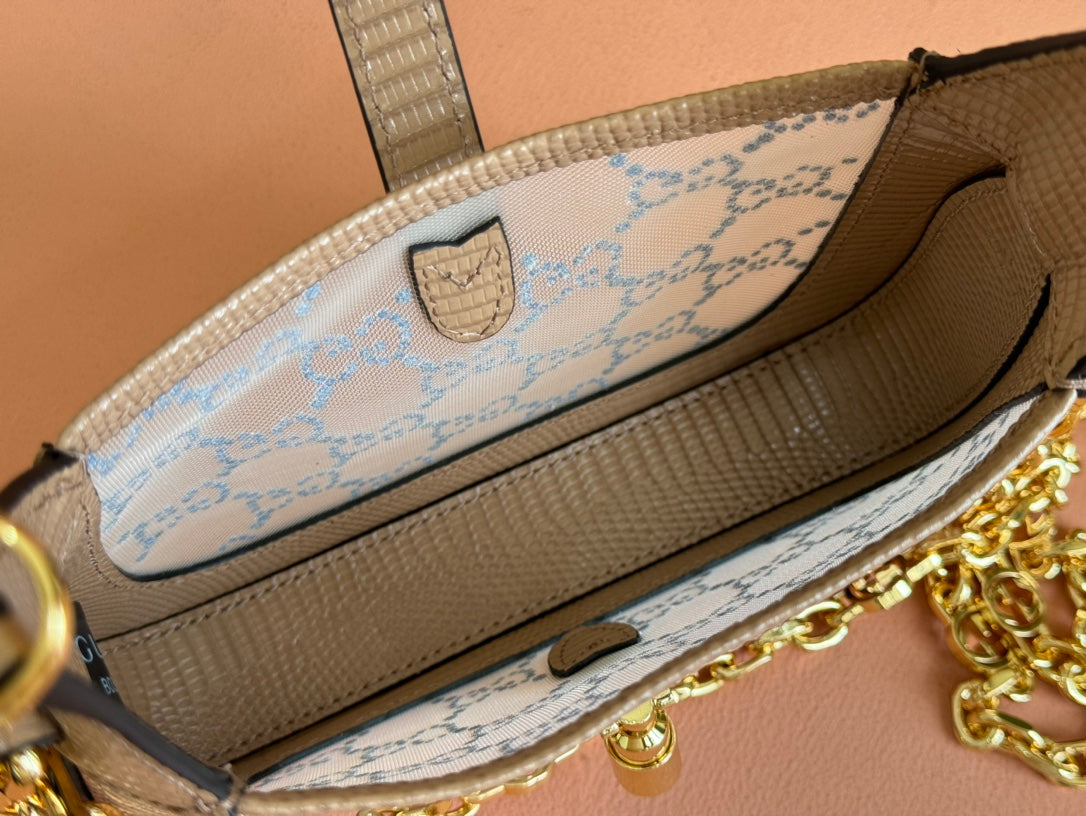 Gucci Jacket Bag Pink Lizard Rhinestones 248588