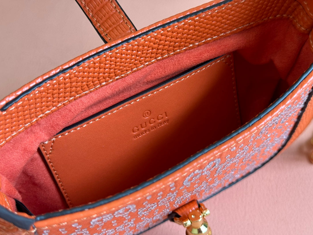 Gucci Jacket Bag Orange Lizard Rhinestones 248591