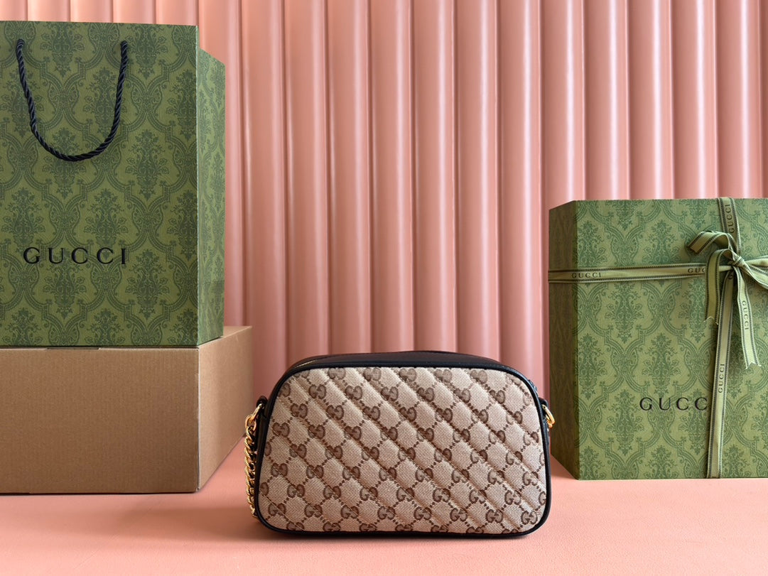 Gucci Marmont Bag 24 Beige mix Brown Canvas 240076