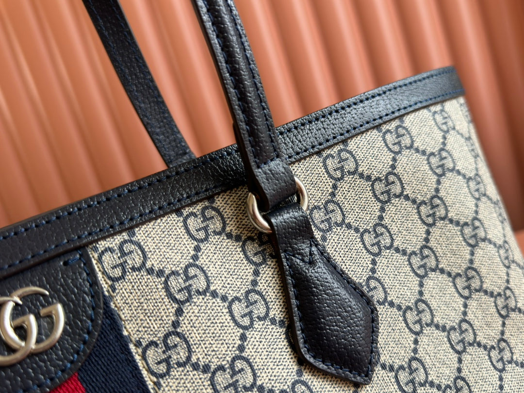 Gucci Ophidia 38cm Bag Ebony Black Leather Canvas 244456