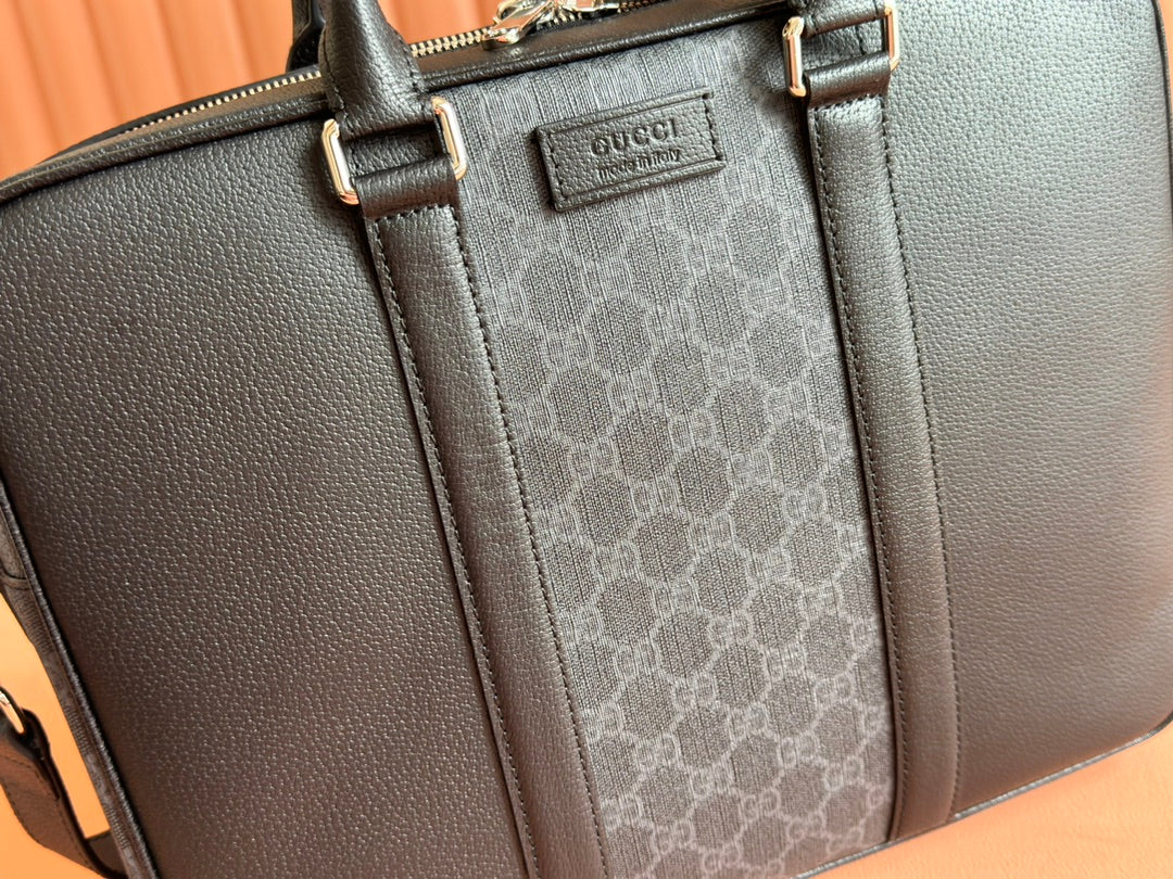 Gucci Briefcase 36.5cm Black Leather Canvas 239949