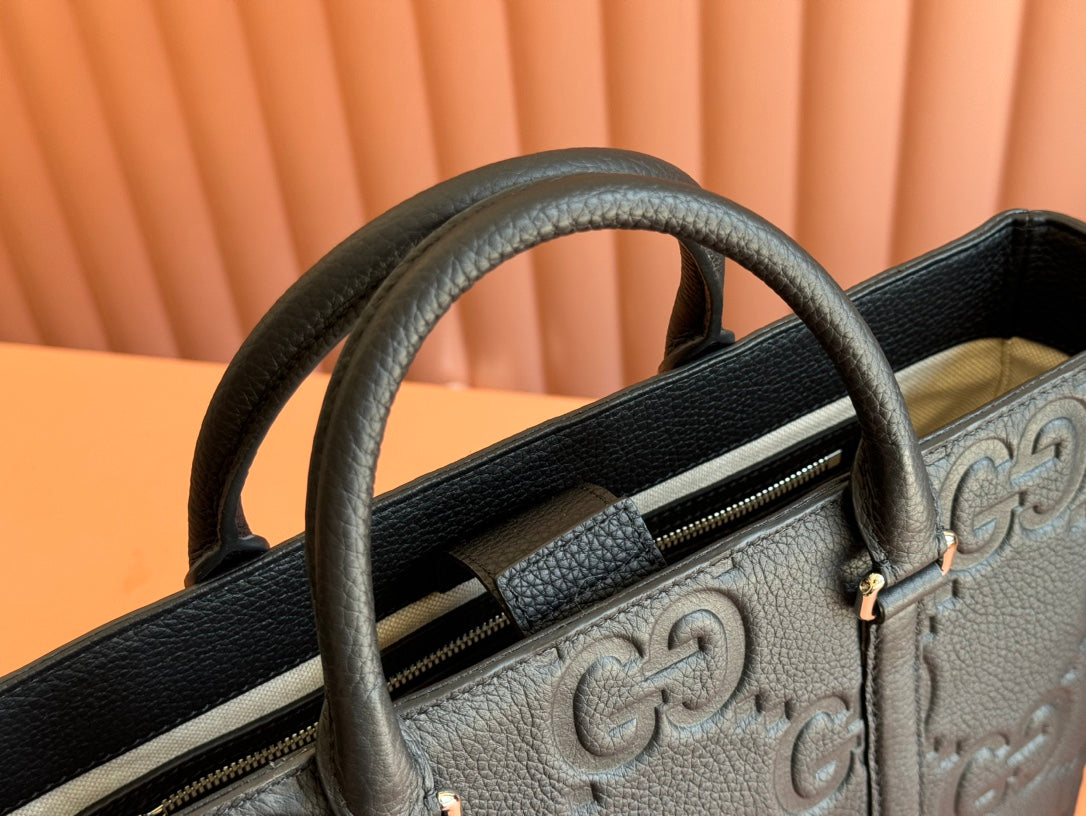 Gucci Medium Bag 42cm Black Embossed Leather 248521