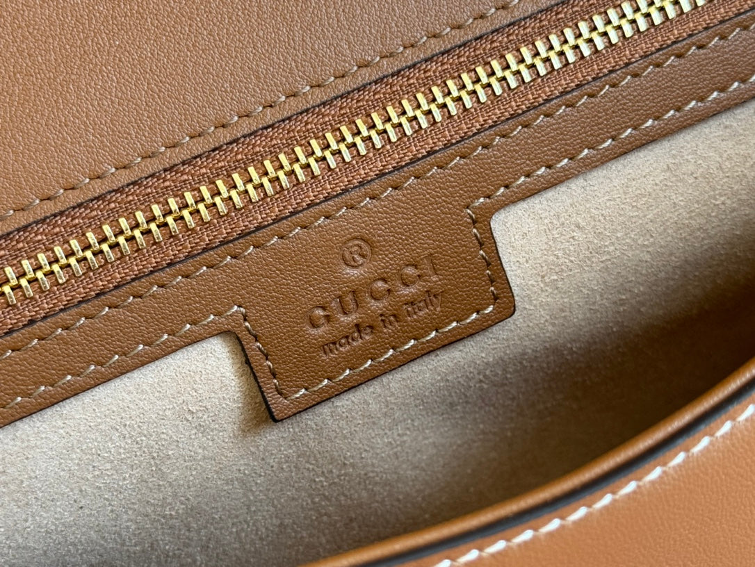 Gucci Blondie 32 Bag Brown White Leather Canvas 239897