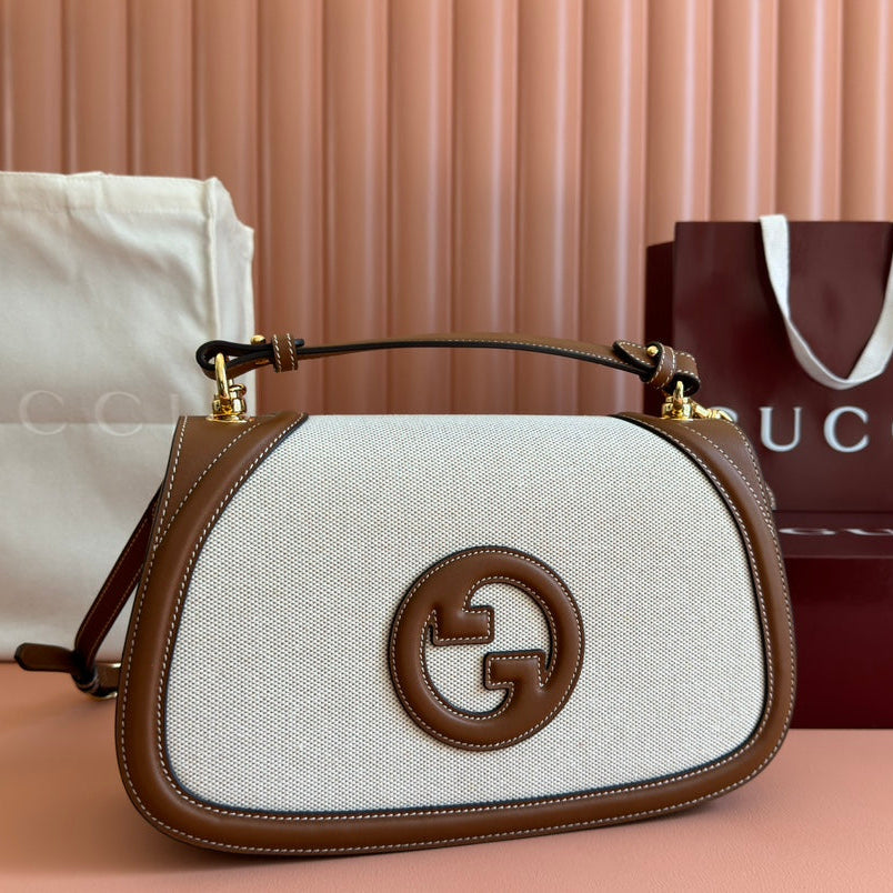 Gucci Blondie 32 Bag Brown White Leather Canvas 239897