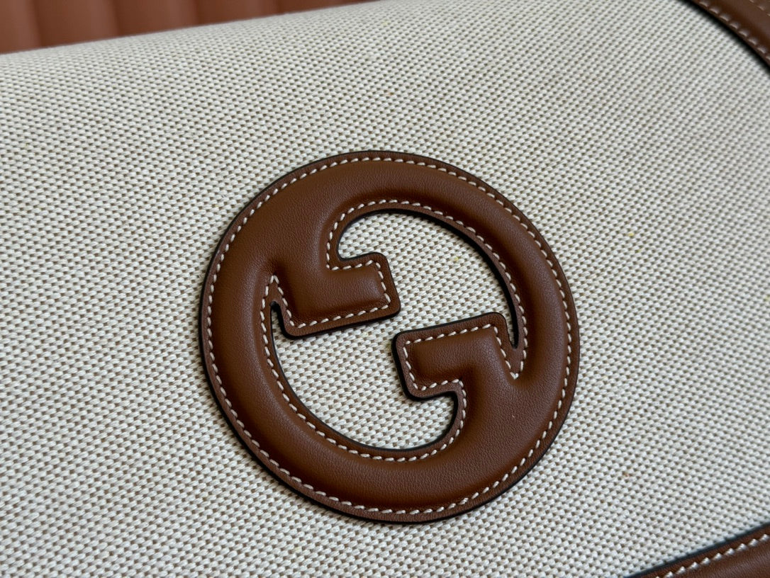 Gucci Blondie 32 Bag Brown White Leather Canvas 239897