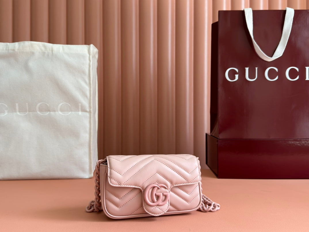 Gucci GG Marmont 16.5 Bag All Pink Calfskin 248346