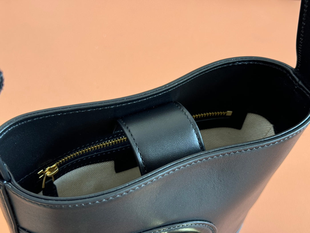 Gucci 73 Mini Bucket Bag Black Smooth Leather 239680