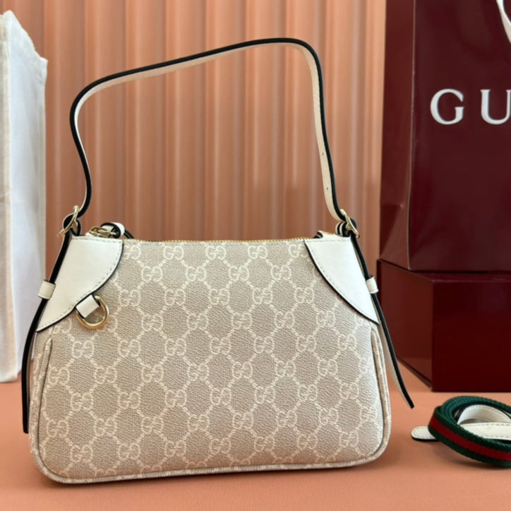Gucci Ophidia 24.5cm Bag Beige White Canvas 239670