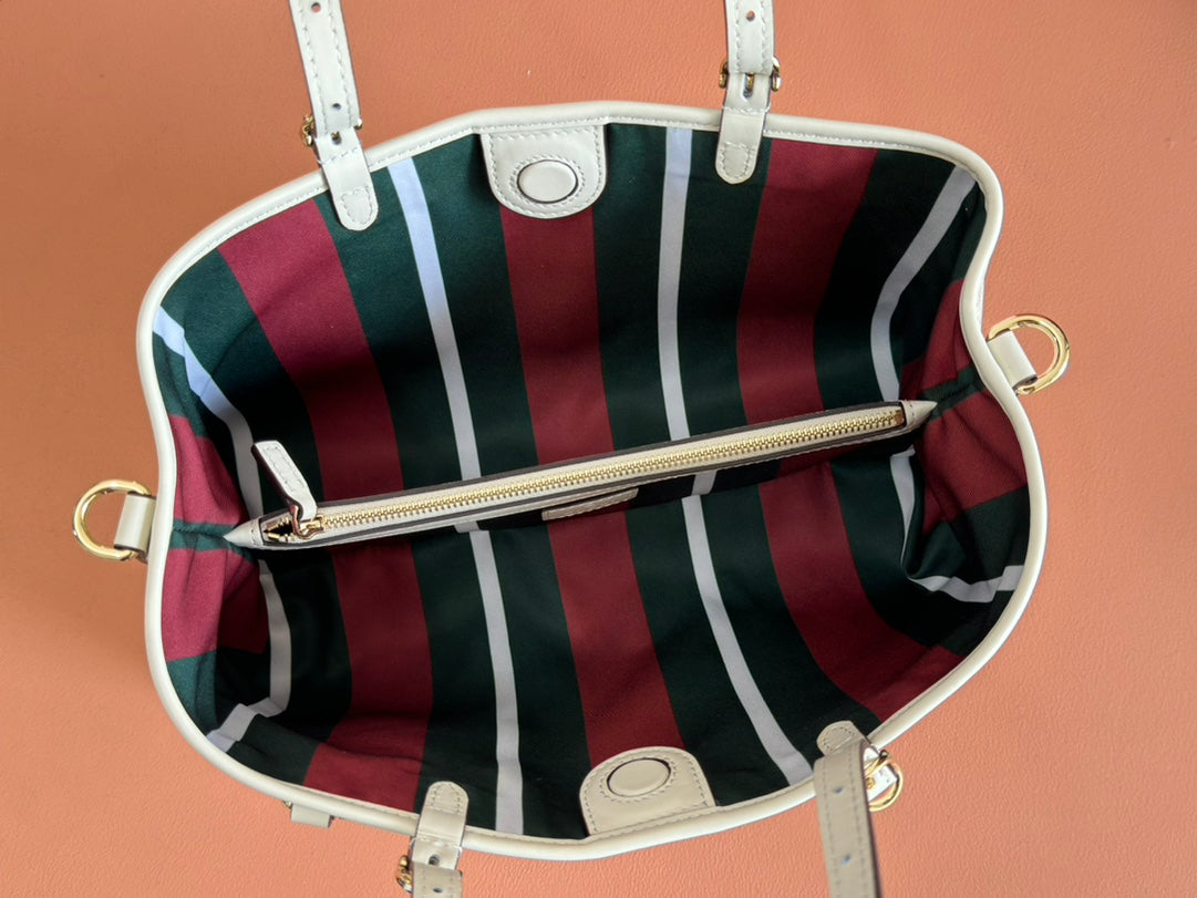 Gucci Ophidia 31cm Bag Beige White Canvas 239666