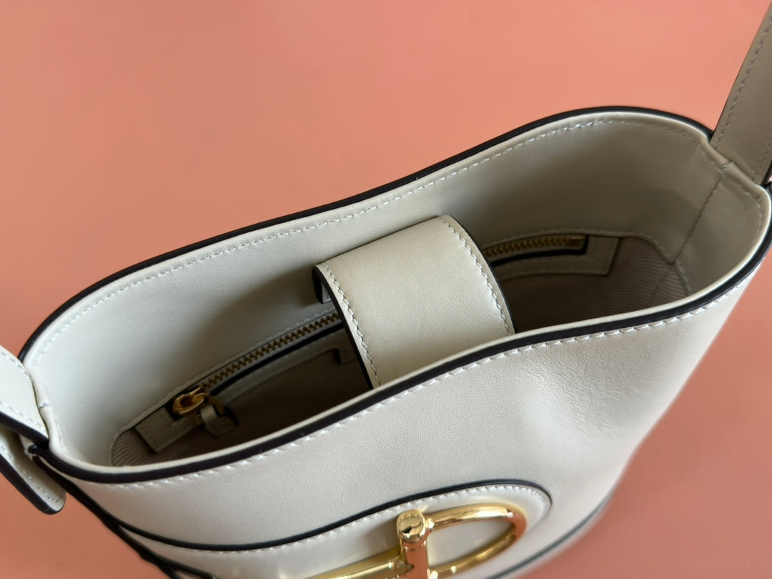 Gucci 73 Mini Bucket Bag White Smooth Leather 244429