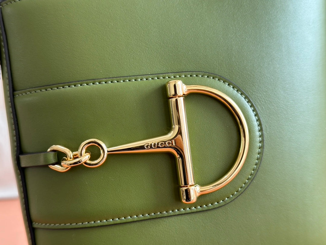 Gucci 73 Mini Bucket Bag Green Smooth Leather 244430