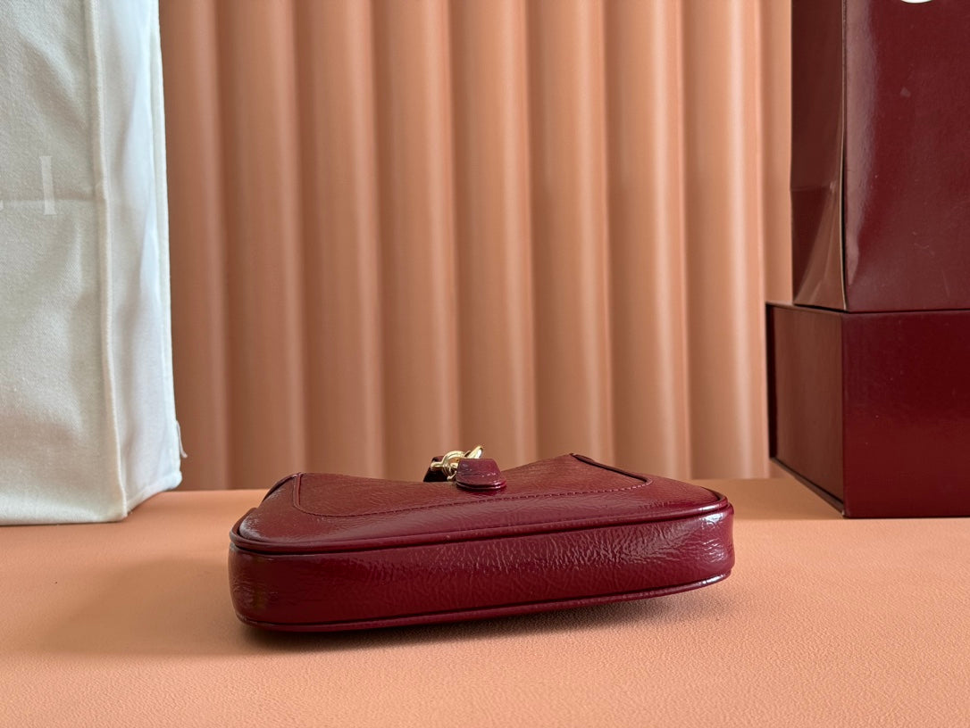 Gucci Jackie Notte Bag Rosso Ancora Red Patent Leather 248415