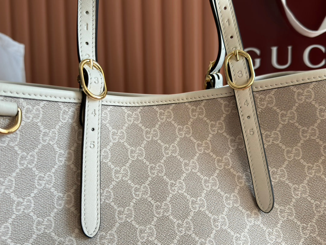 Gucci Ophidia 38cm Bag Beige White Canvas 244550