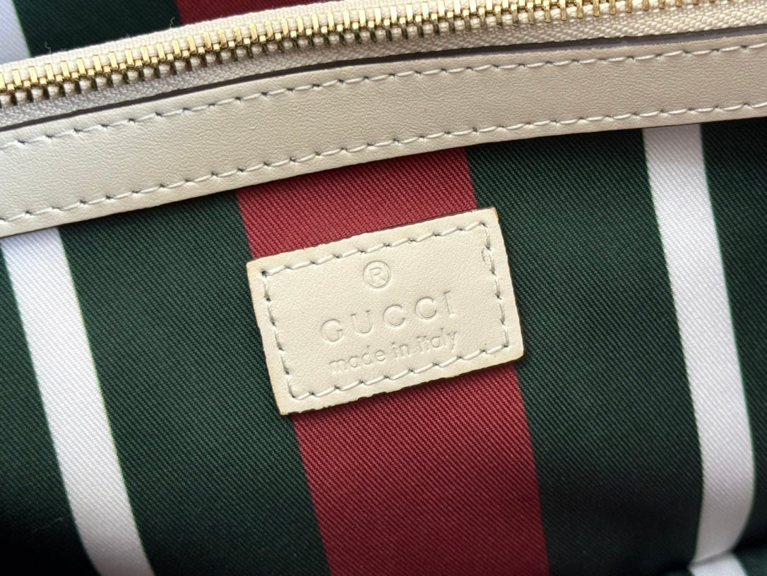 Gucci Ophidia 38cm Bag Beige White Canvas 244550