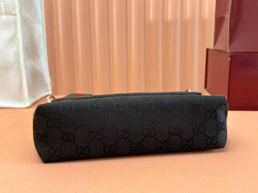 Gucci Bag Black Canvas Leather 248452