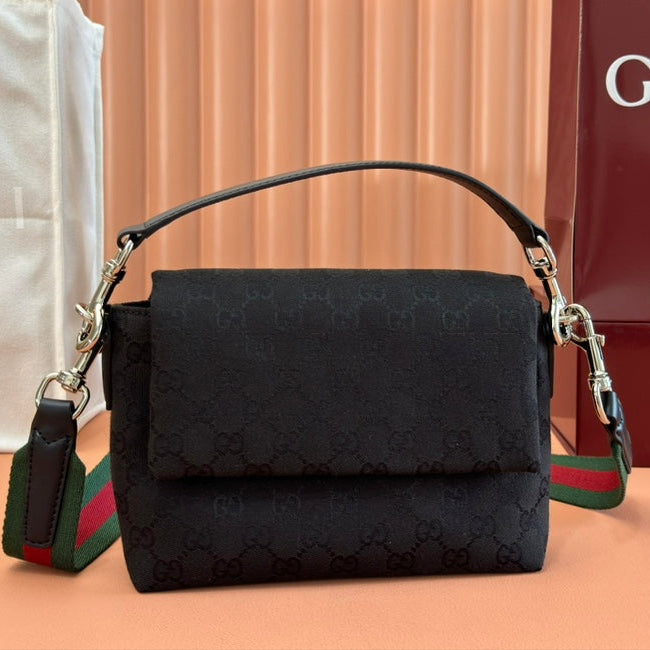 Gucci Bag Black Canvas Leather 248452