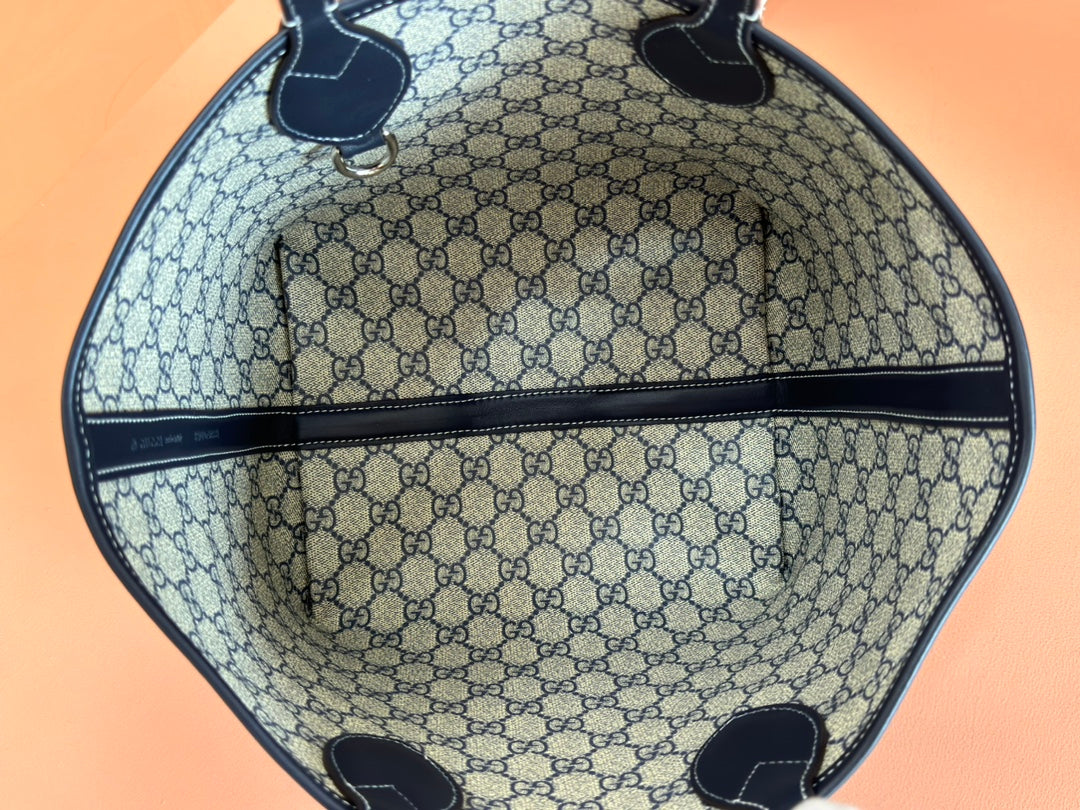 Gucci Totissima Tote Bag Dark Blue Denim Leather
