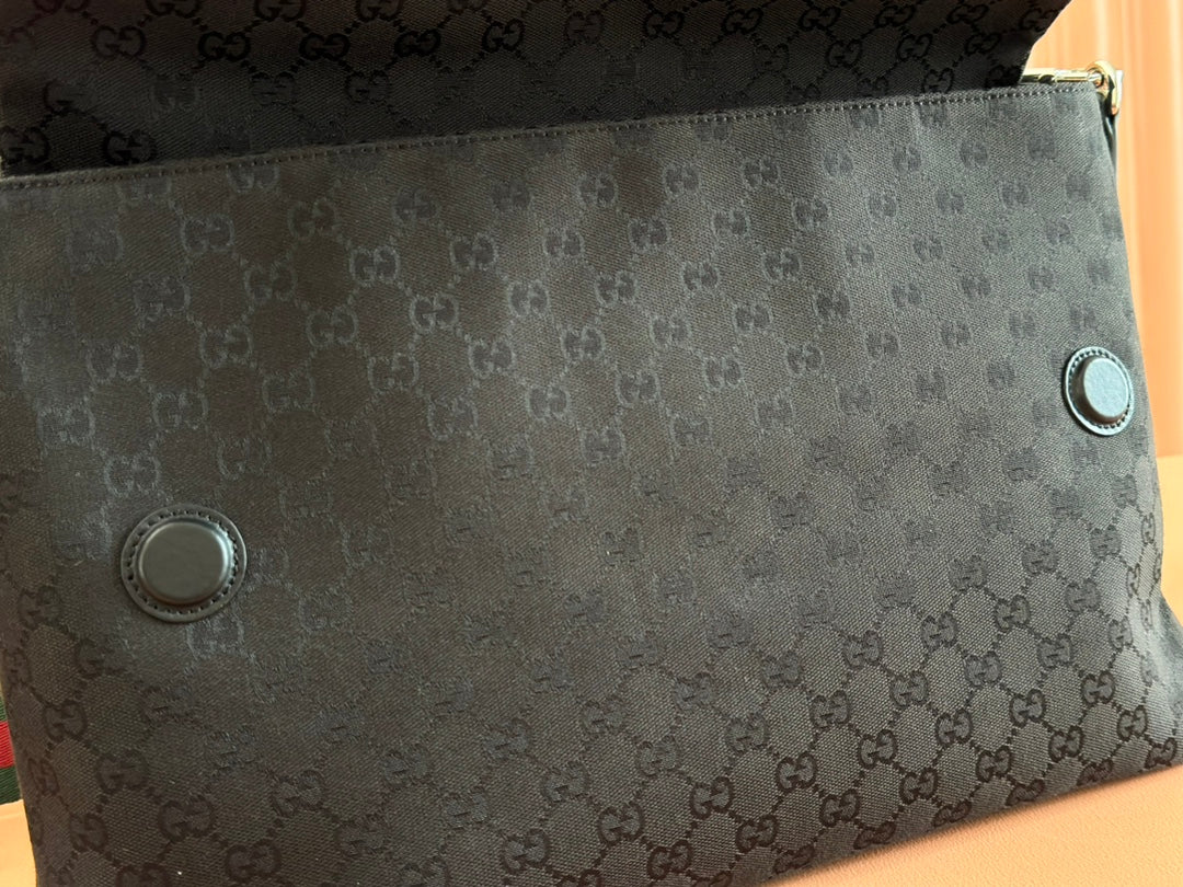 Gucci 36cm Bag Black Canvas Leather 248456