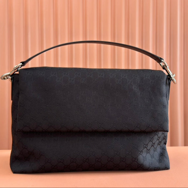 Gucci 36cm Bag Black Canvas Leather 248456