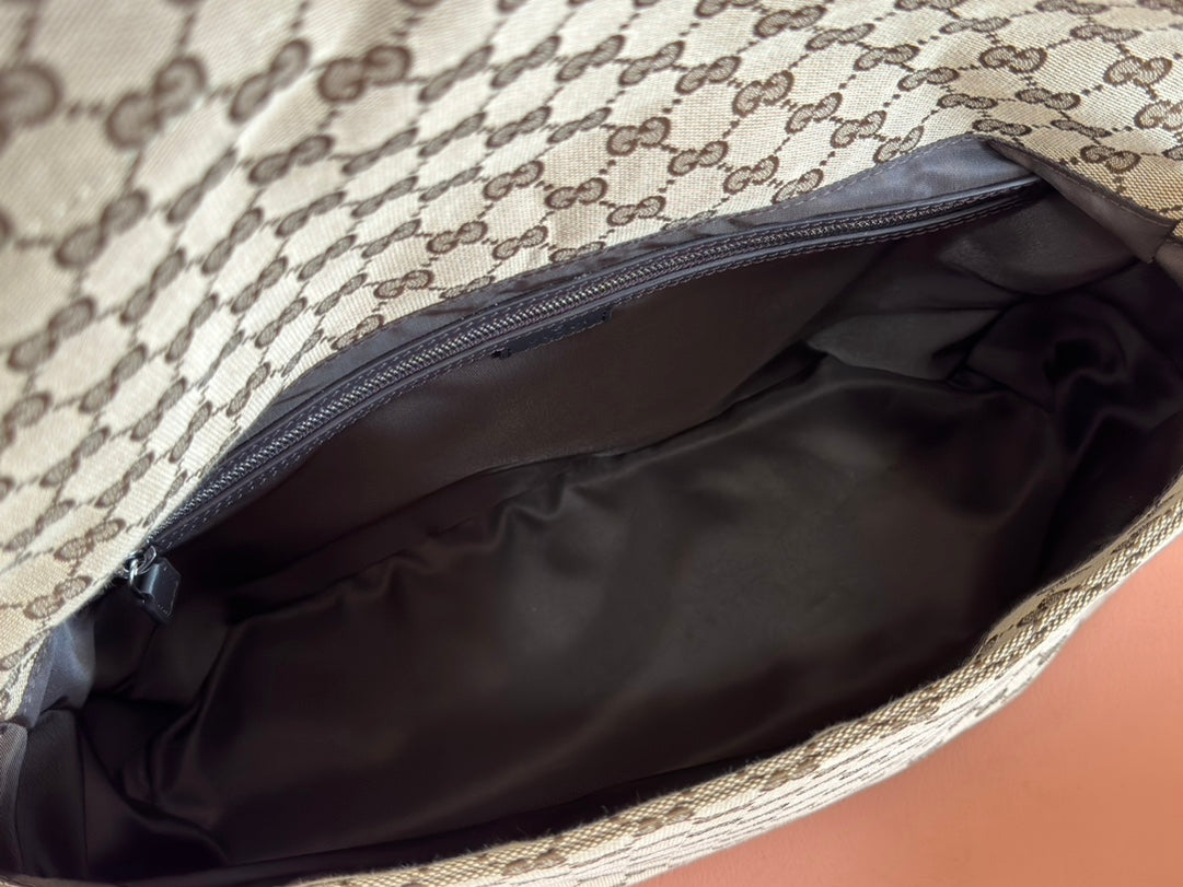 Gucci 36cm Bag Beige Brown mix Black Canvas Leather 248455