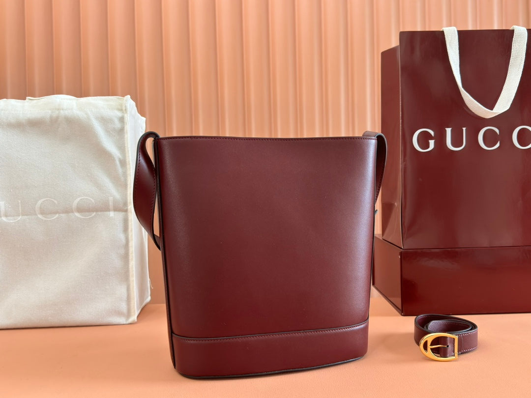 Gucci 73 Mini 27.5cm Bucket Bag Rosso Ancora red Smooth Leather 244435