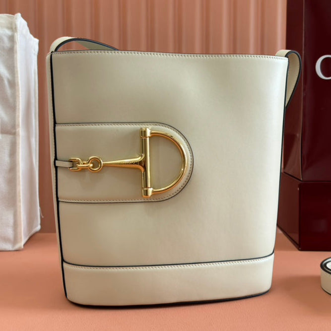 Gucci 73 Mini 27.5cm Bucket Bag White Smooth Leather 244434