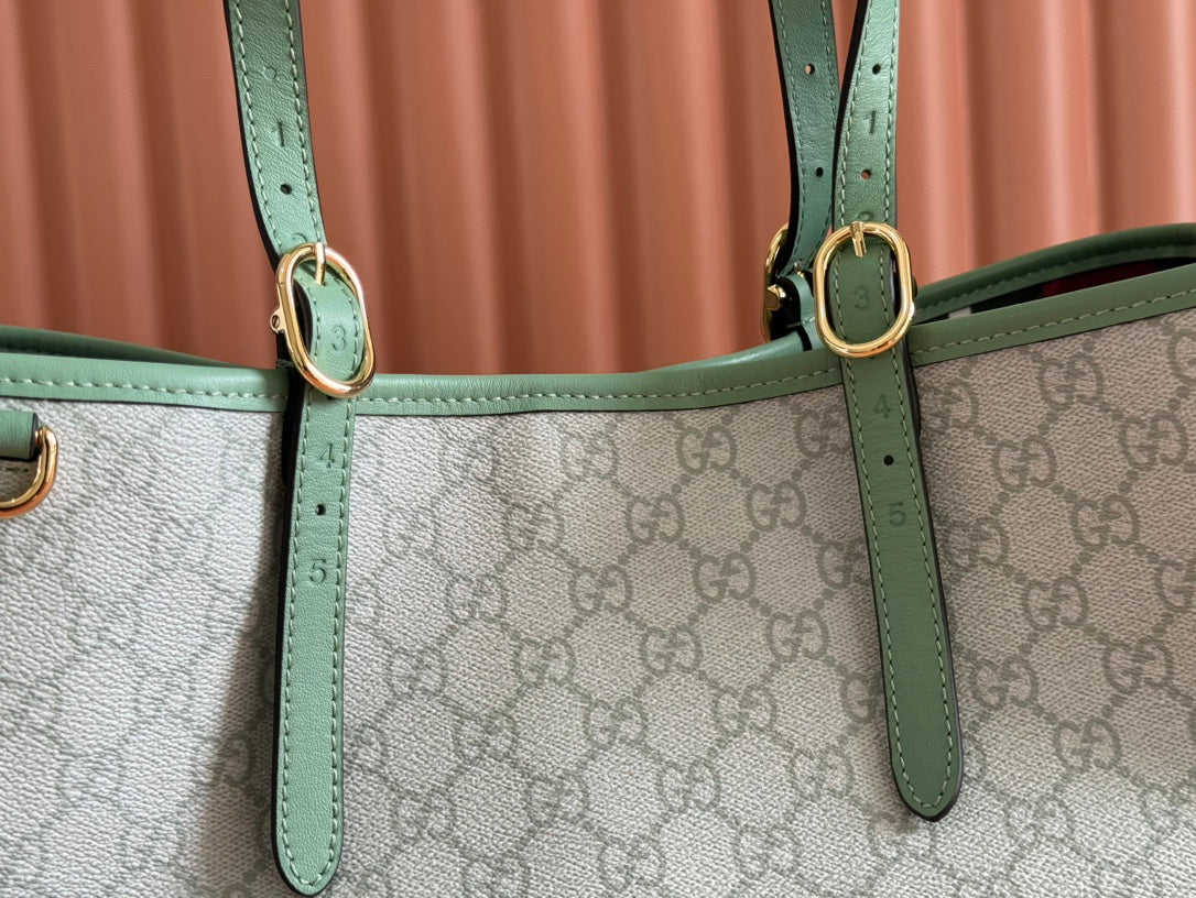 Gucci Ophidia 38cm Bag Green Canvas 244367
