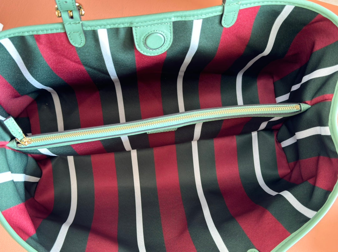 Gucci Ophidia 38cm Bag Green Canvas 244367