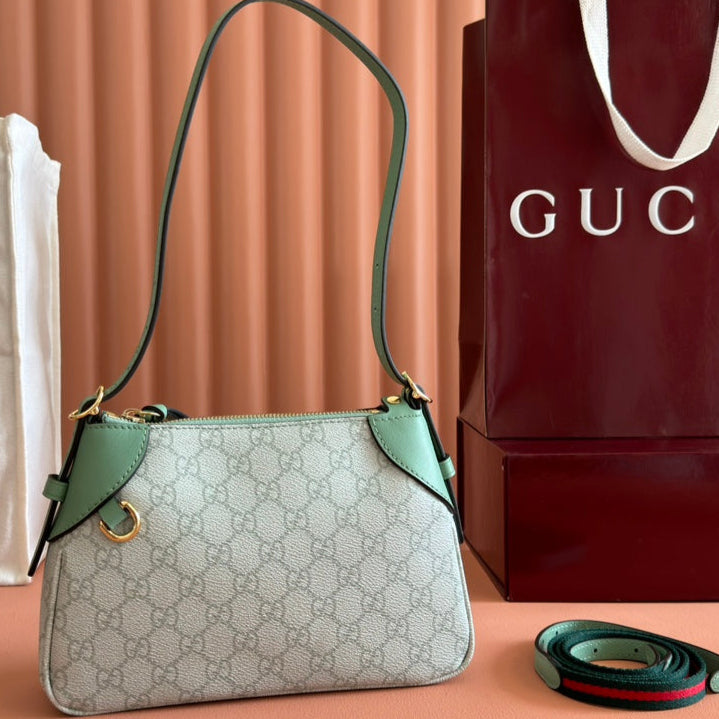 Gucci Ophidia 24.5cm Bag Green Canvas 244369