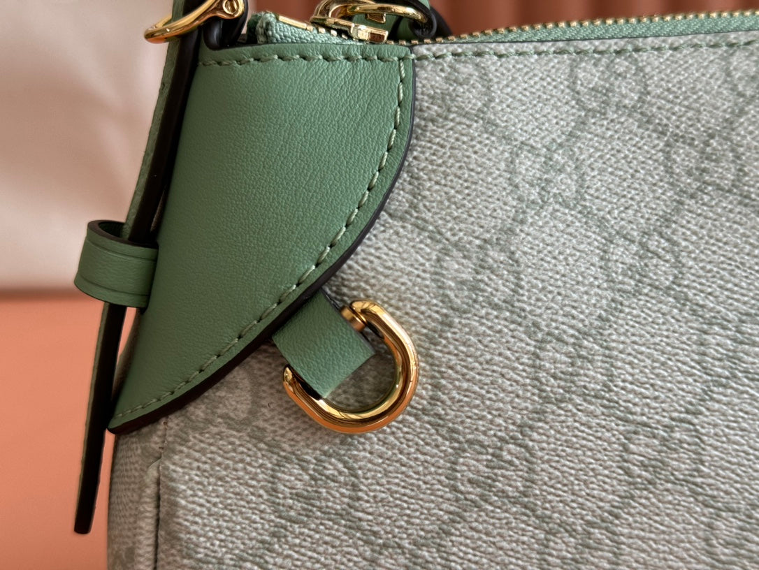 Gucci Ophidia 24.5cm Bag Green Canvas 244369