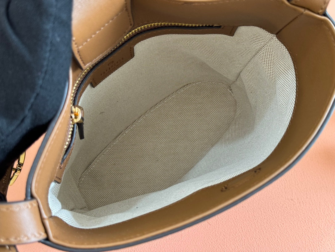 Gucci 73 Mini 20cm Bucket Bag Brown Suede Leather 244448