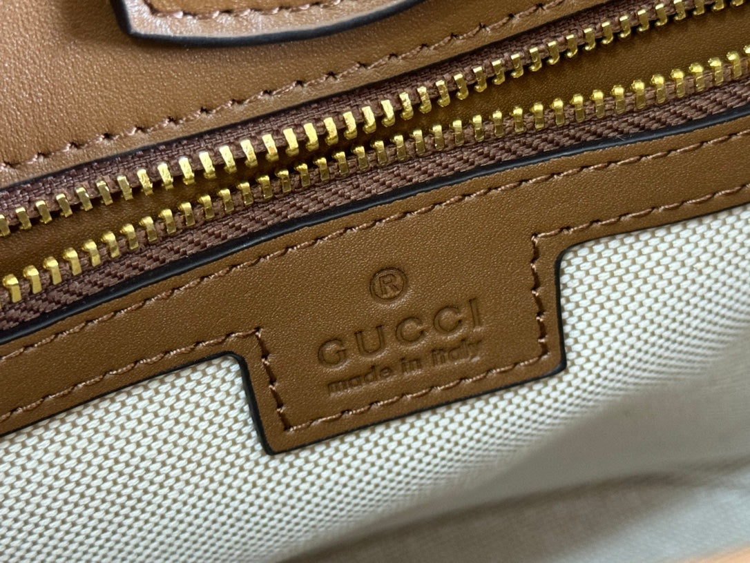 Gucci 73 Mini 20cm Bucket Bag Brown Suede Leather 244448