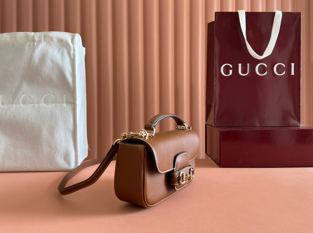Gucci Horsebit 1995 Bag Brown Calfskin