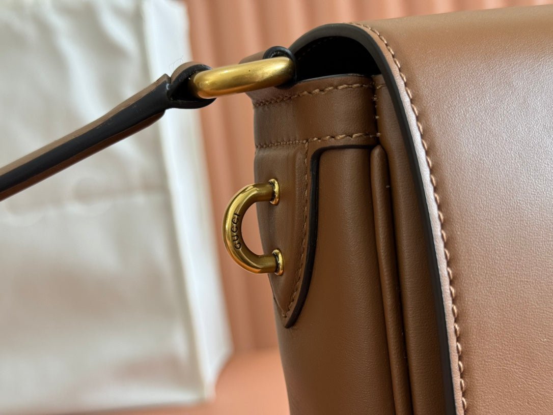 Gucci Emblem Crossbody Bag Brown Calfskin 248360